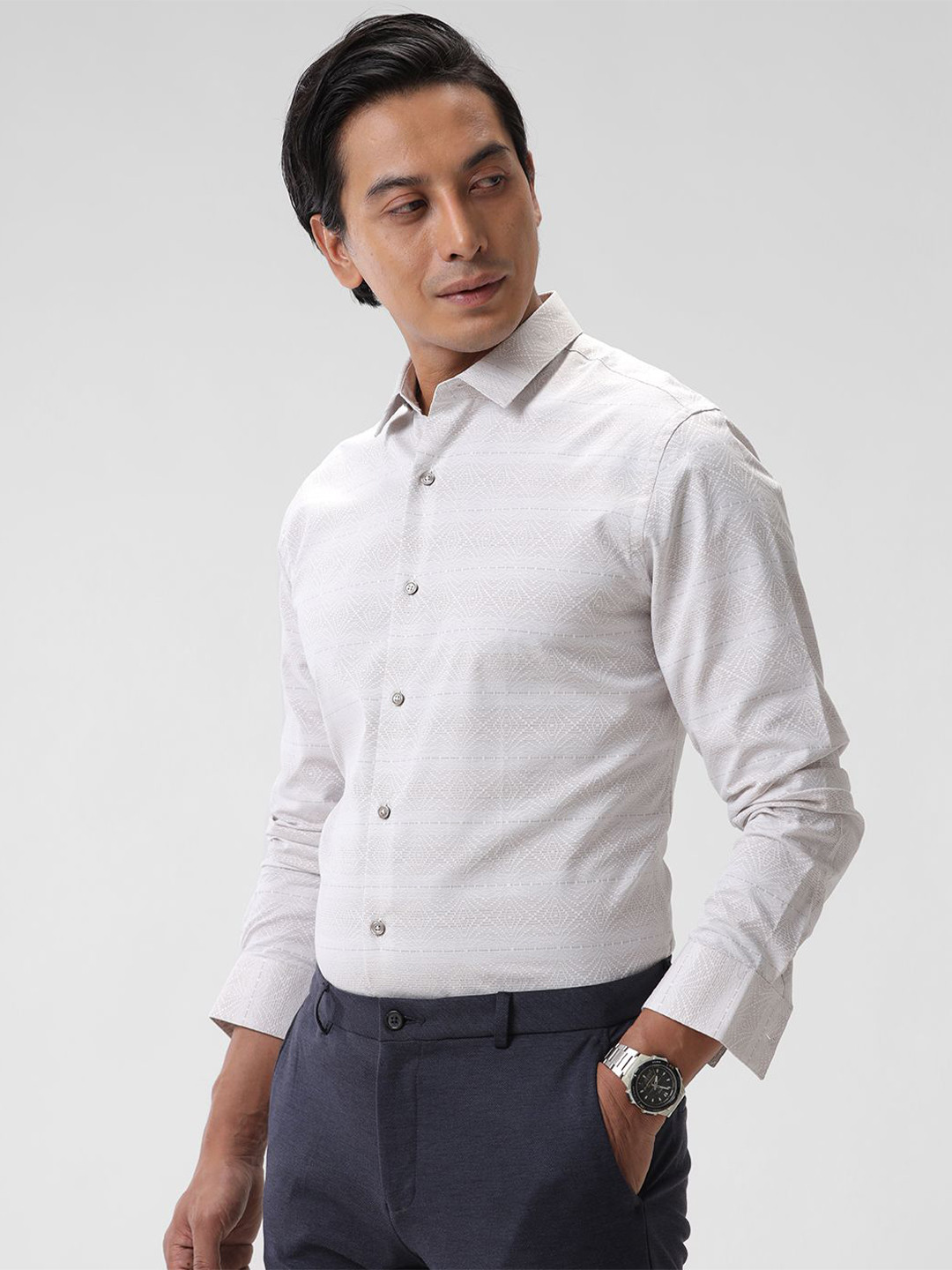 The Collection Men's Textured Button Down Long Sleeve Formal Shirt