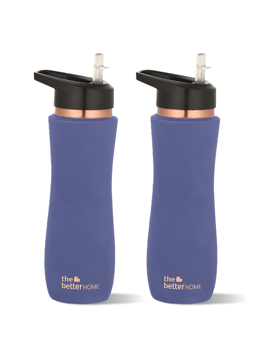 The Better Home Purple 2 Pieces Brand Logo Printed Copper Water Bottles-700 ml Each