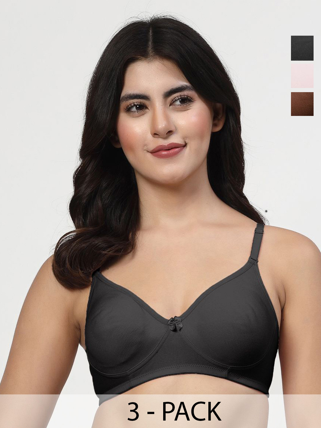 LILY Solid Full Coverage Removable Padding Non-Wired Regular T-shirt Bra