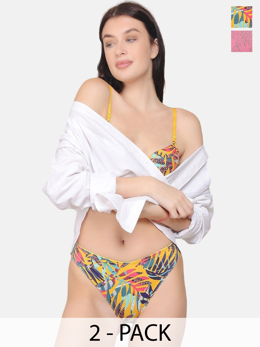 CURWISH Pack Of 2 Printed Mid-Rise Bikini Briefs