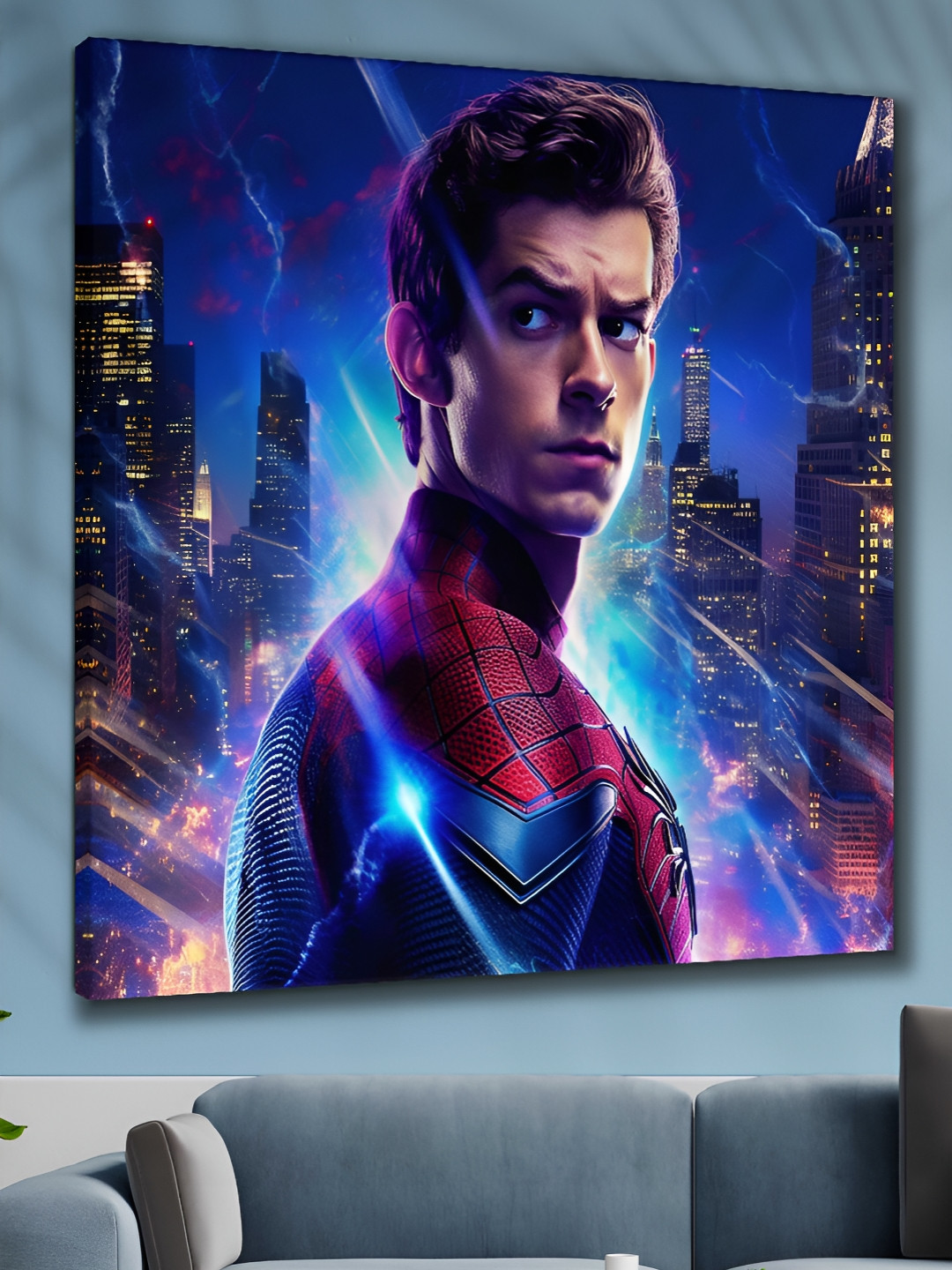 Livin'luxe Blue & Red Spider Man Printed Canvas Wall Art