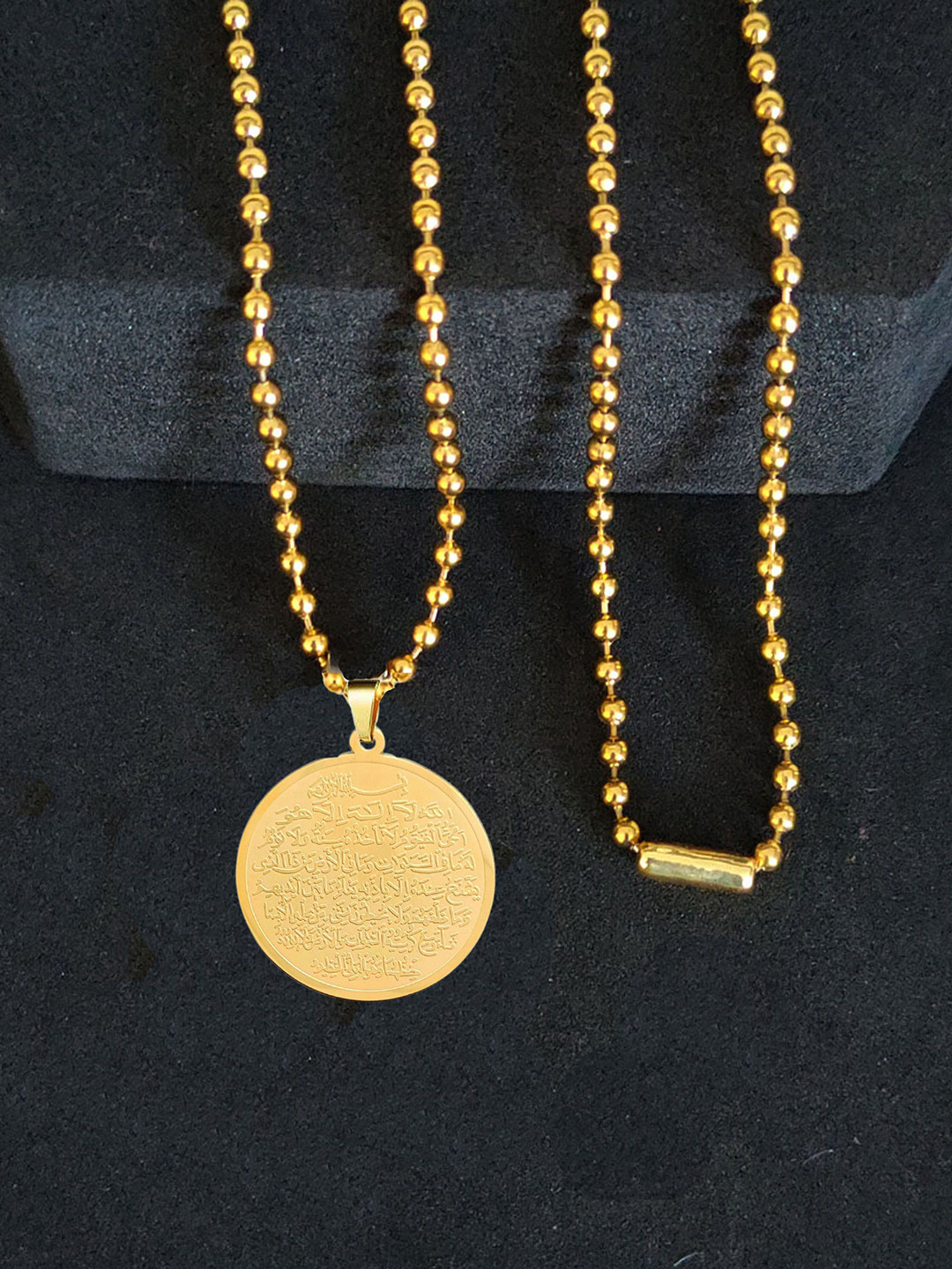 M Men Style Rose Gold-Plated Stainless Steel Engraving Arabic Pendant With Chain