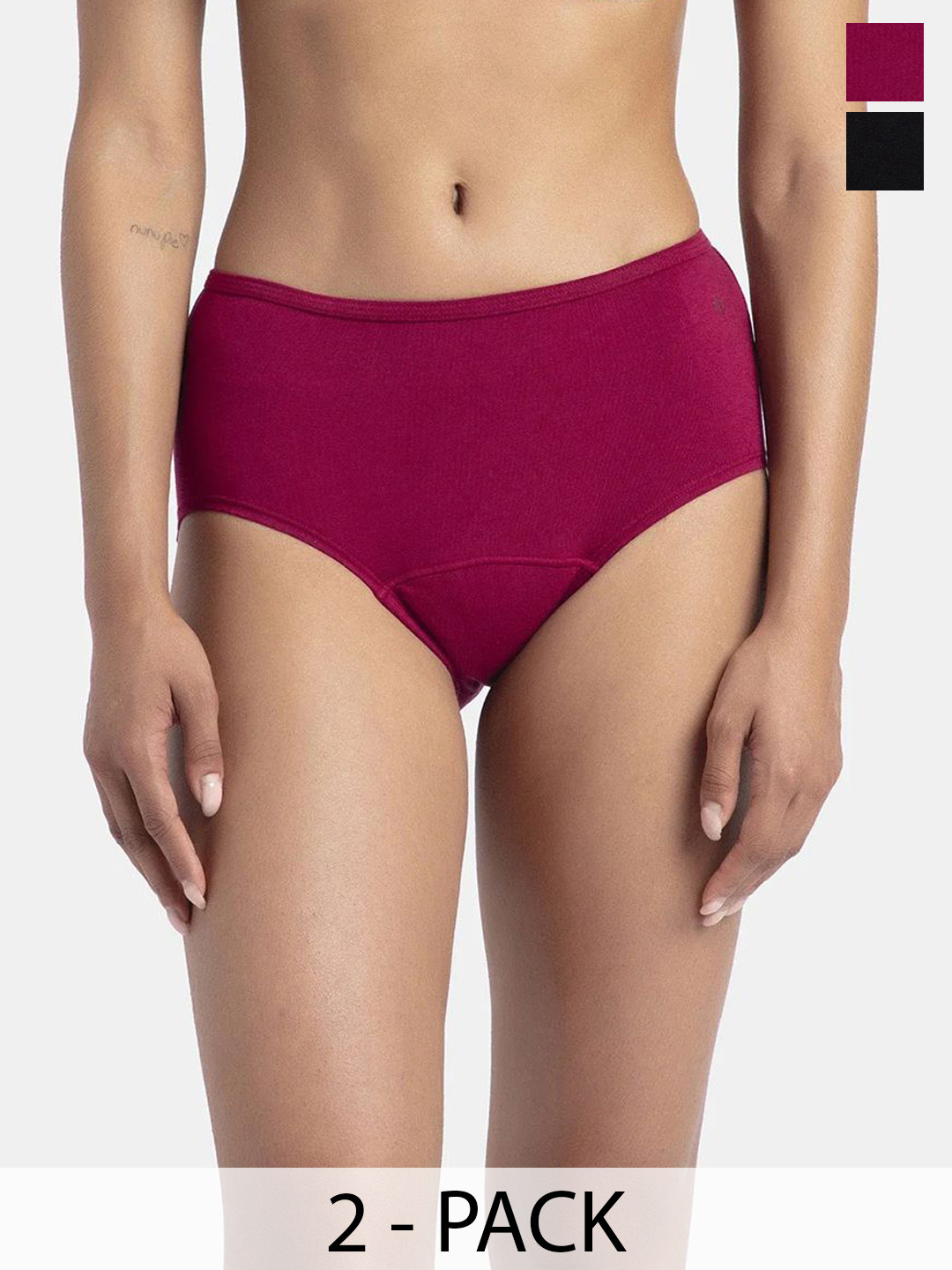 Jockey Pack of 2 Cotton Period Panty with Leak Proof Inner Absorbent Layer-SW05
