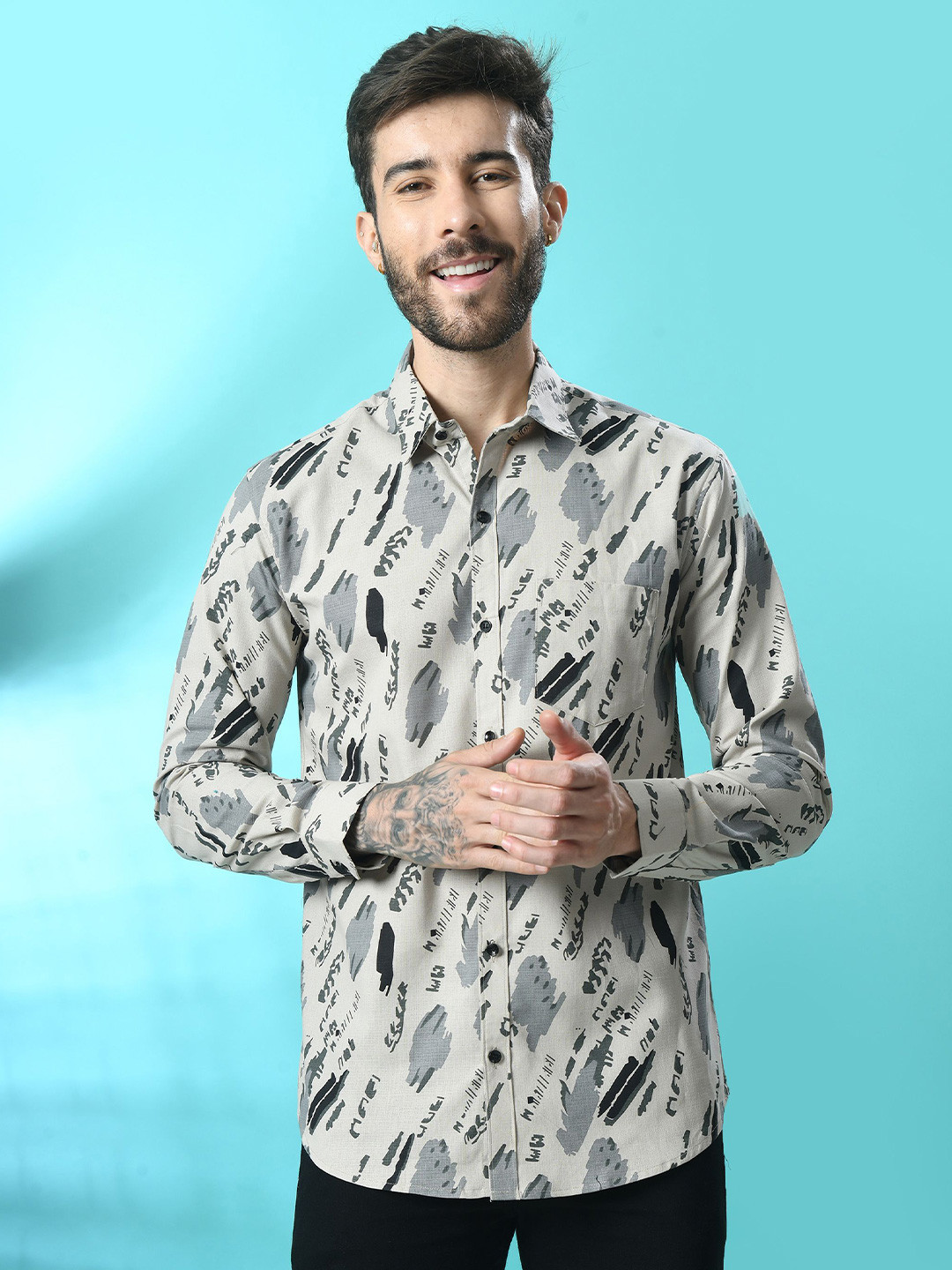 Metronaut Men Comfort Polka Dot Sheer Printed Casual Shirt