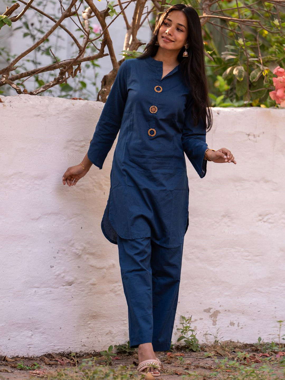 COTTONS DAILY Pure Cotton Straight Kurta with Trousers