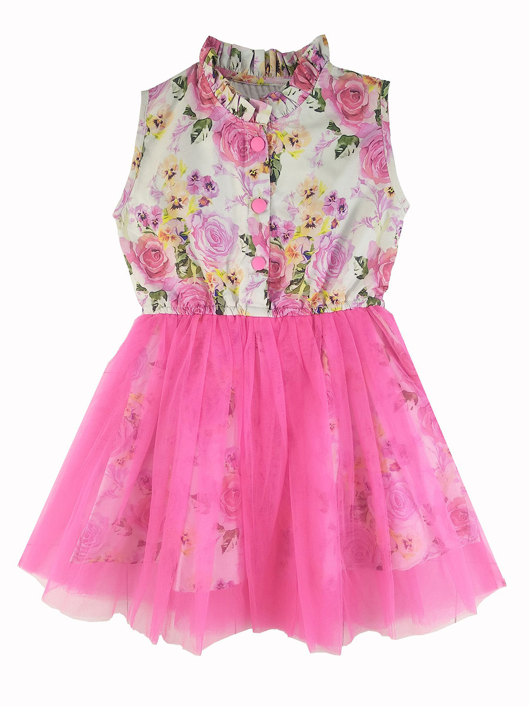 SILK SPARROW Girl Floral Print Tulle Fit & Flare Dress