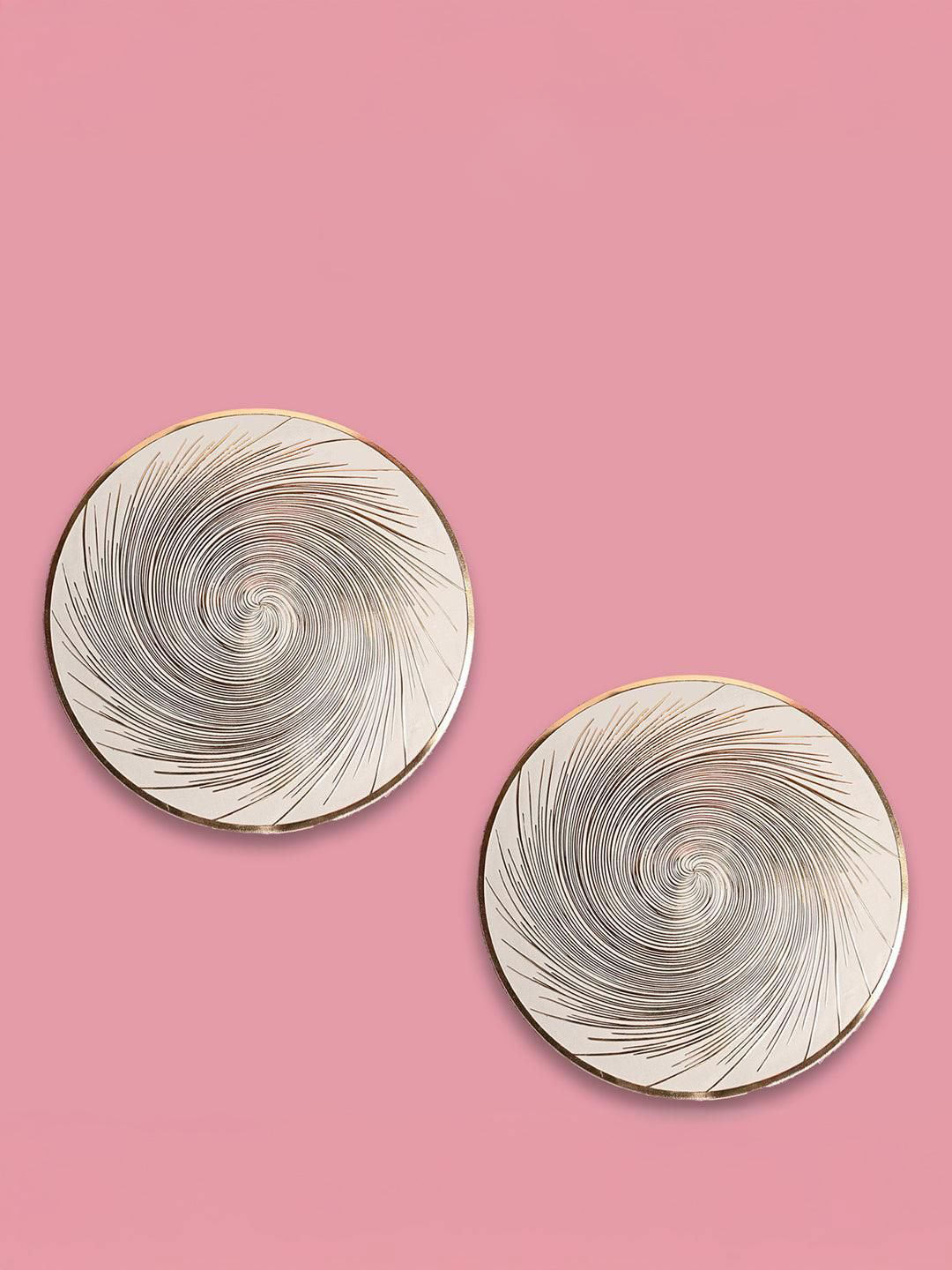 MARKET99 2-Pcs Yellow & Beige Round Table Placemats