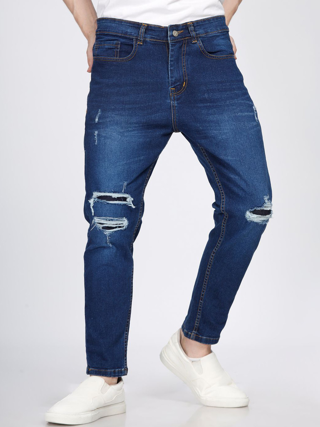 FOUL CHILD Men Skinny Fit Highly Distressed Light Fade Stretchable Jeans
