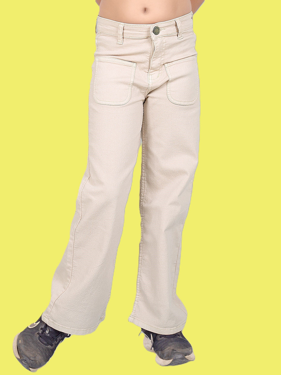 ADBUCKS Girls Wide Leg High-Rise Stretchable Jeans