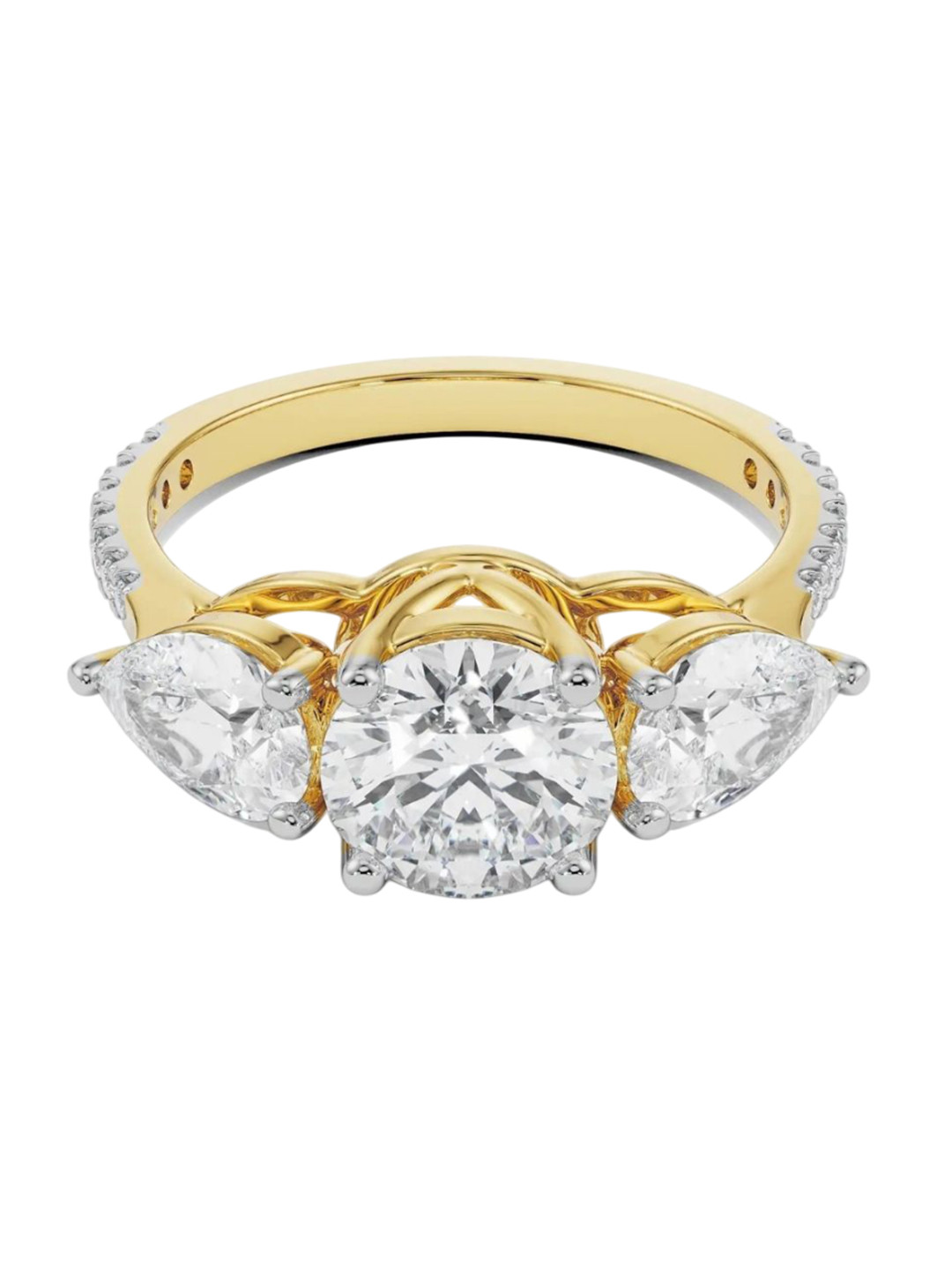 Emori Ruth Tri Stone Lab Diamond Ring in 18KT Gold