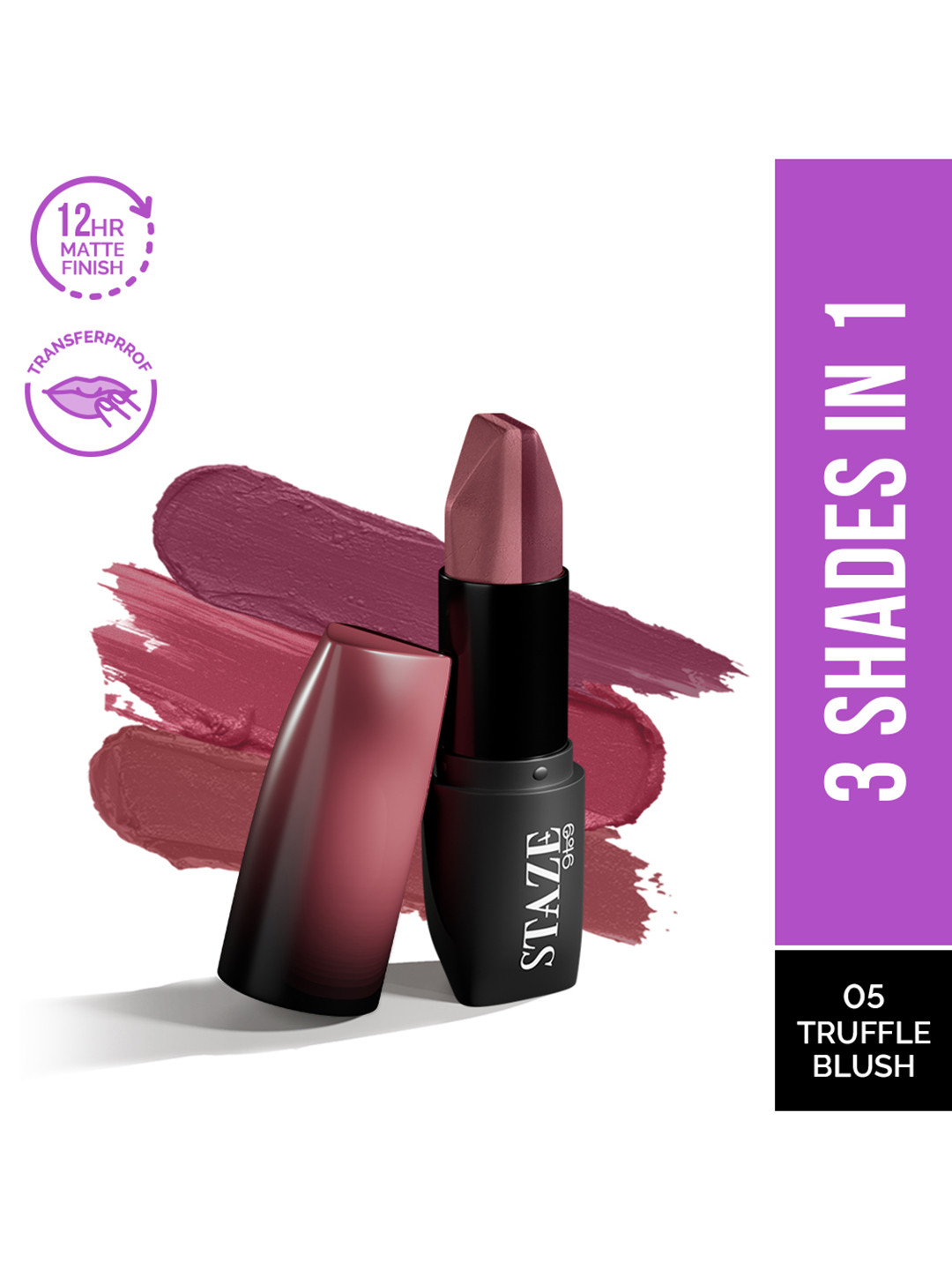 STAZE 9to9 Love Tri-Angle 3 in 1 Transferproof  Lipstick 3.8 g - Truffle Blush 05