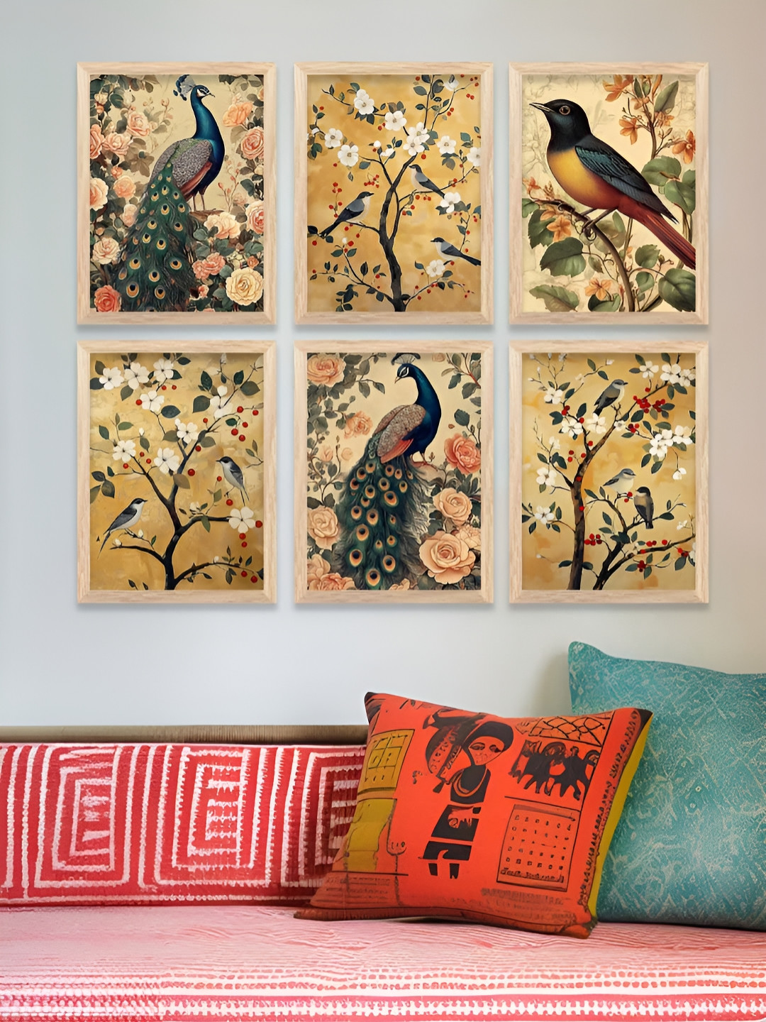 Kotart Brown & Beige 6 and more Piece Wood Birds and Animals Wall Paintings