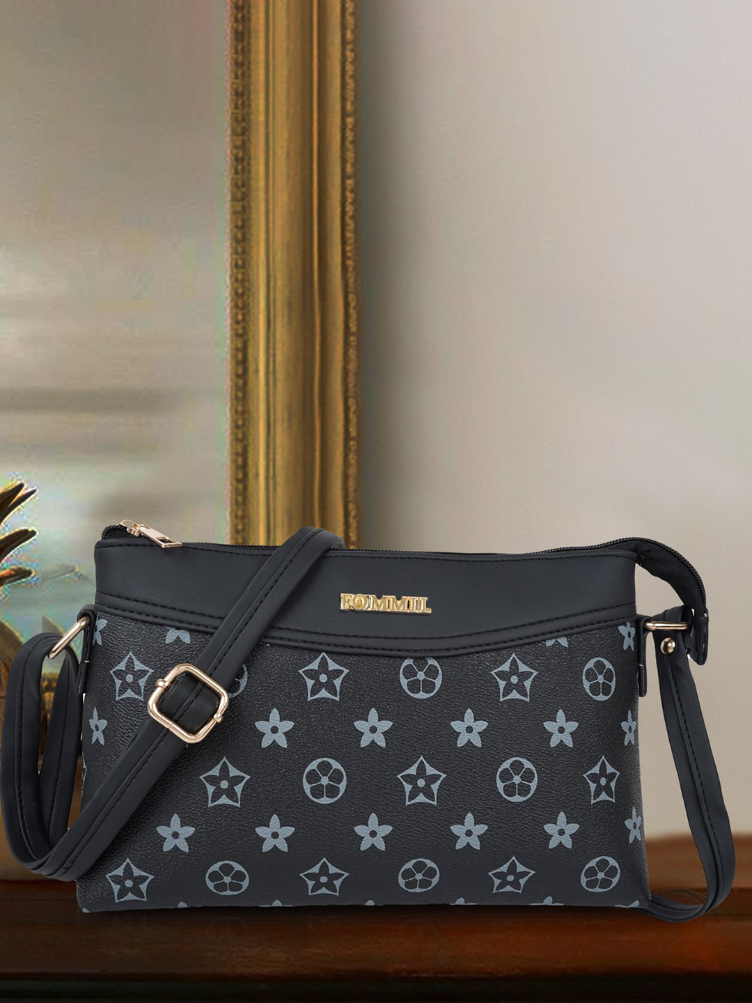 FOMMIL Structured Sling Bag with Cut Work