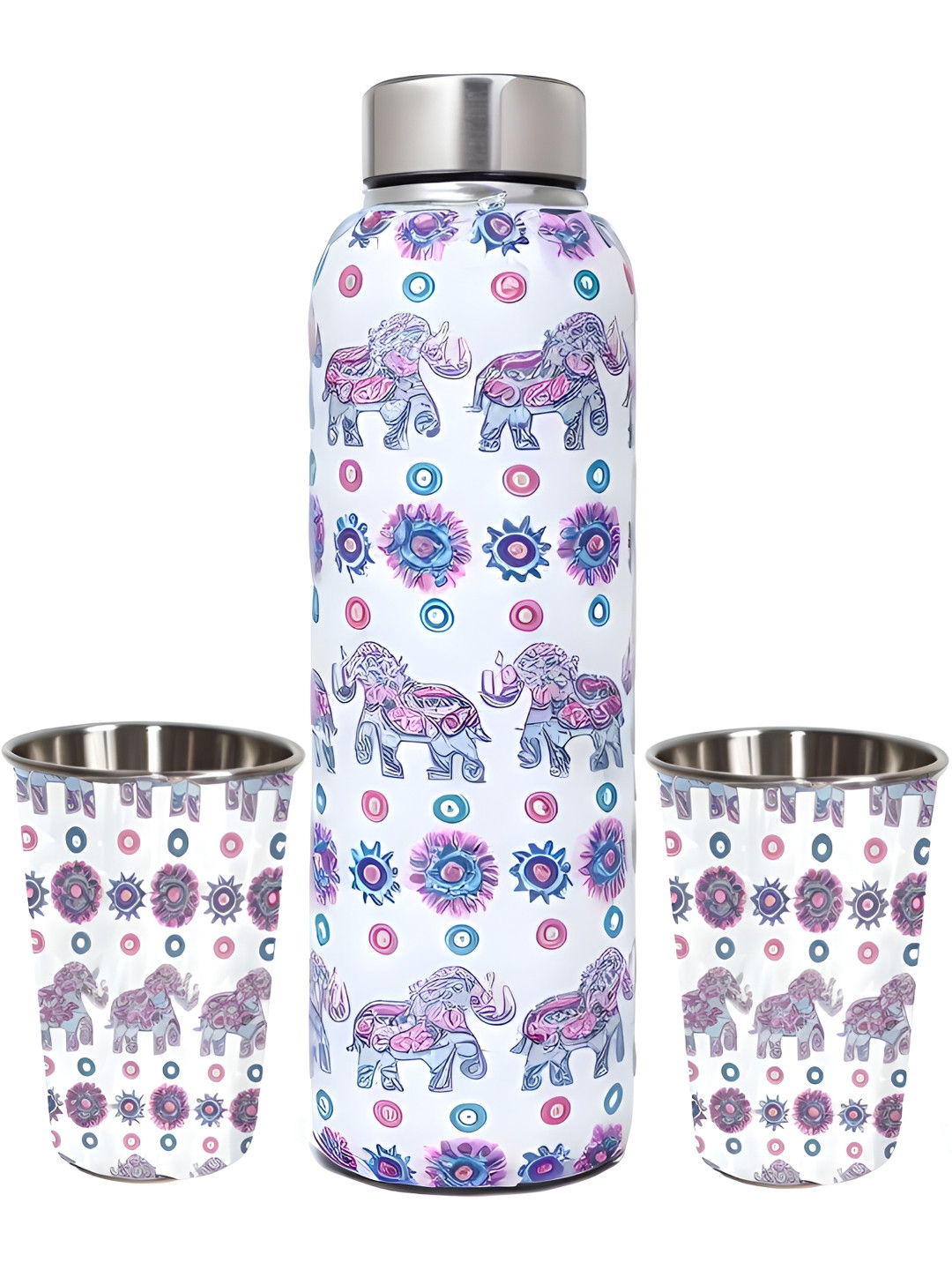 LA' FORTE Purple Conversational Stainless Steel Spill Proof 2 Piece Water Bottle