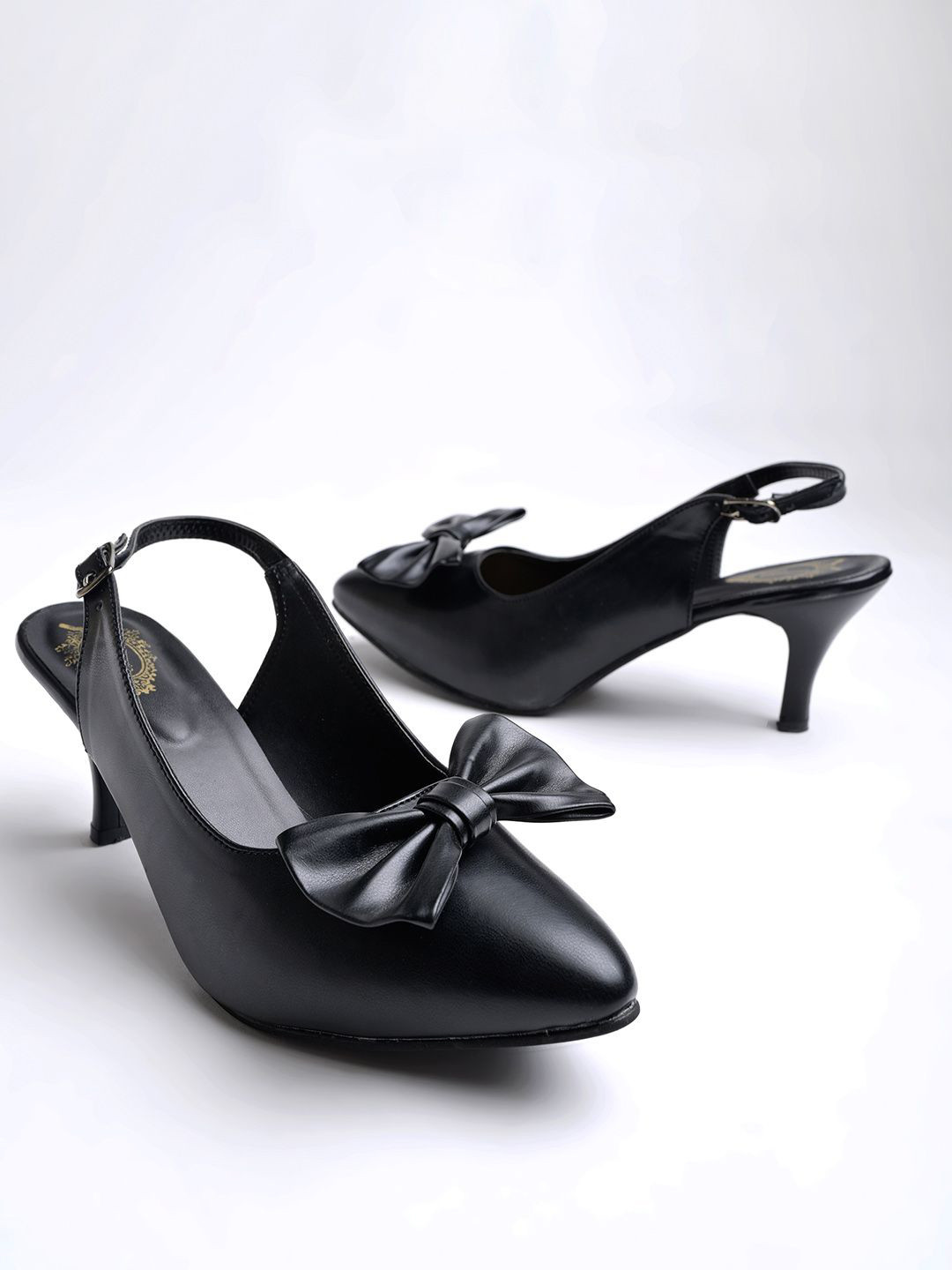 Shoetopia Girls Pointed Toe Kitten Heel Pumps With Bows