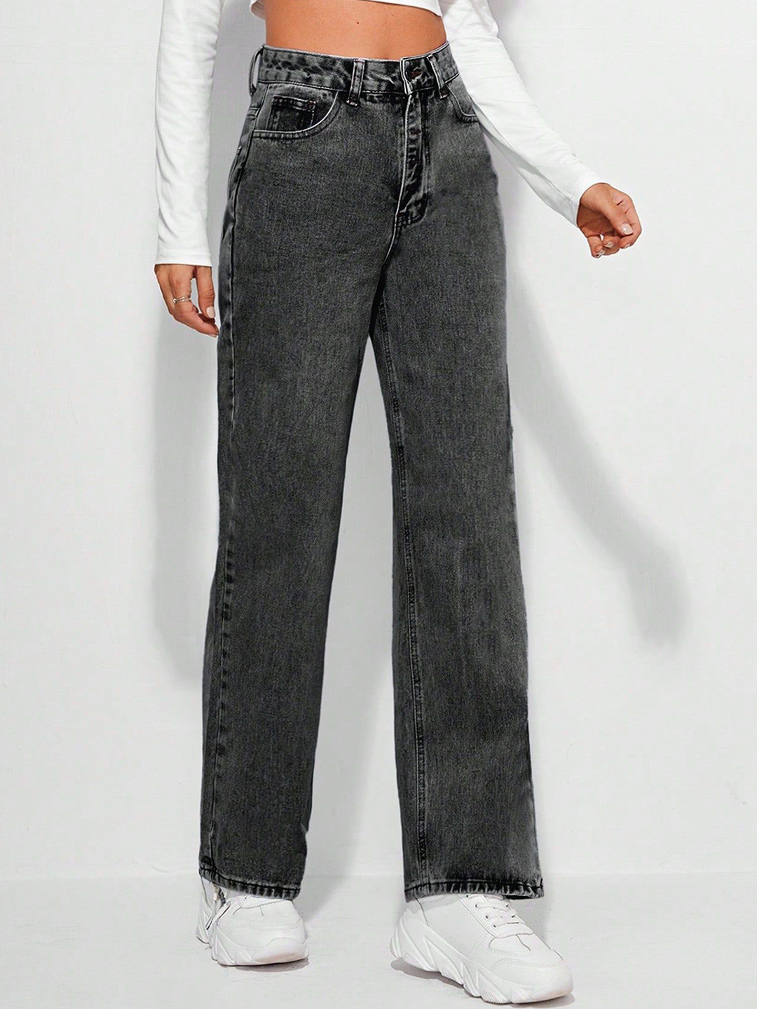 MERCEL Women Wide Leg High-Rise Stretchable Jeans