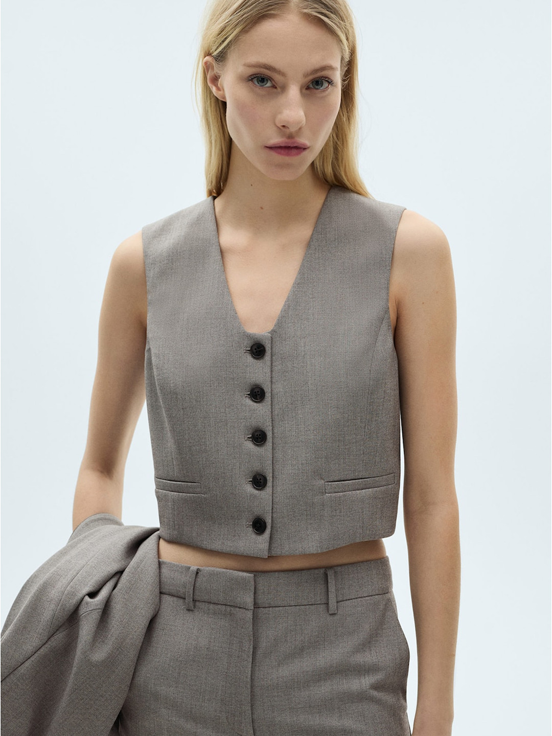 MANGO Woven Design Waistcoat