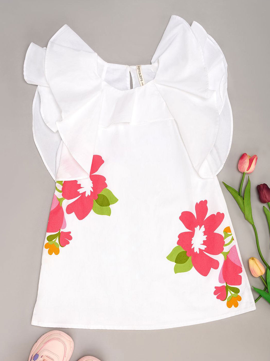 Pantaloons Junior Floral Flared Sleeve A-Line Dress
