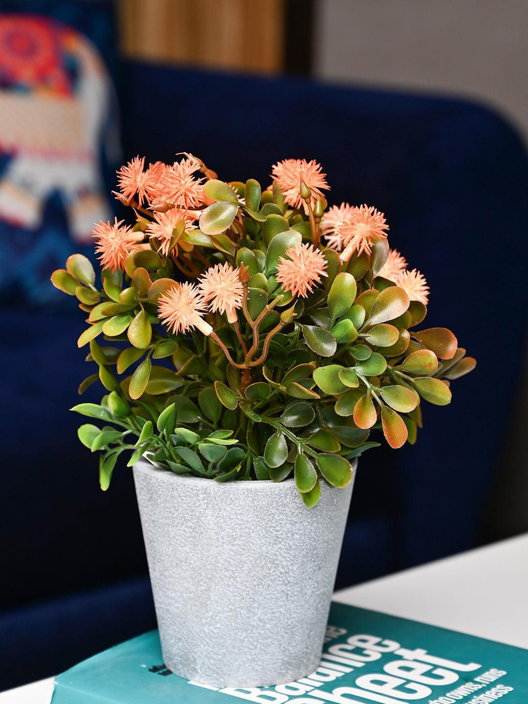 MARKET99 Orange 2 Pieces Chrysanthemum Artificial Flower With Pot