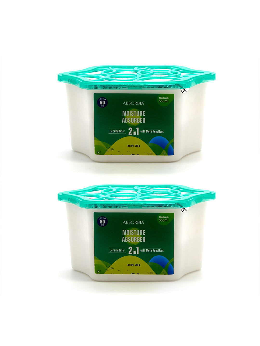 Absorbia Set of 2 Premium Moisture Absorber, 2 in 1 Dehumidifier With Moth Repellent