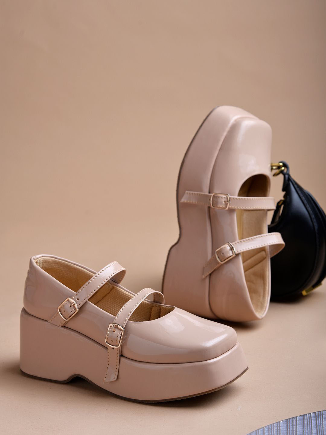 Shoetopia Girls Platform Mary Janes With Buckles