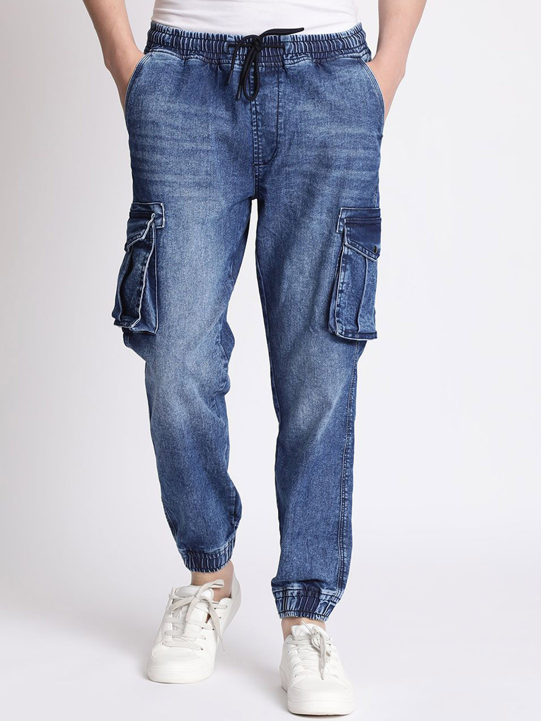 The Roadster Lifestyle Co. Light Fade Denim Cargo Joggers