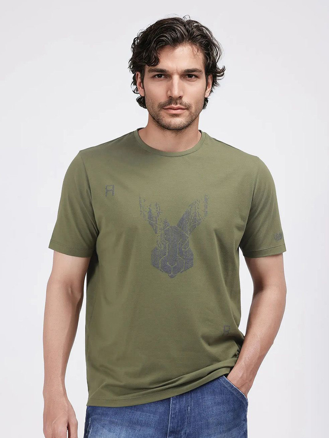 RARE RABBIT Men Printed Tropical T-shirt