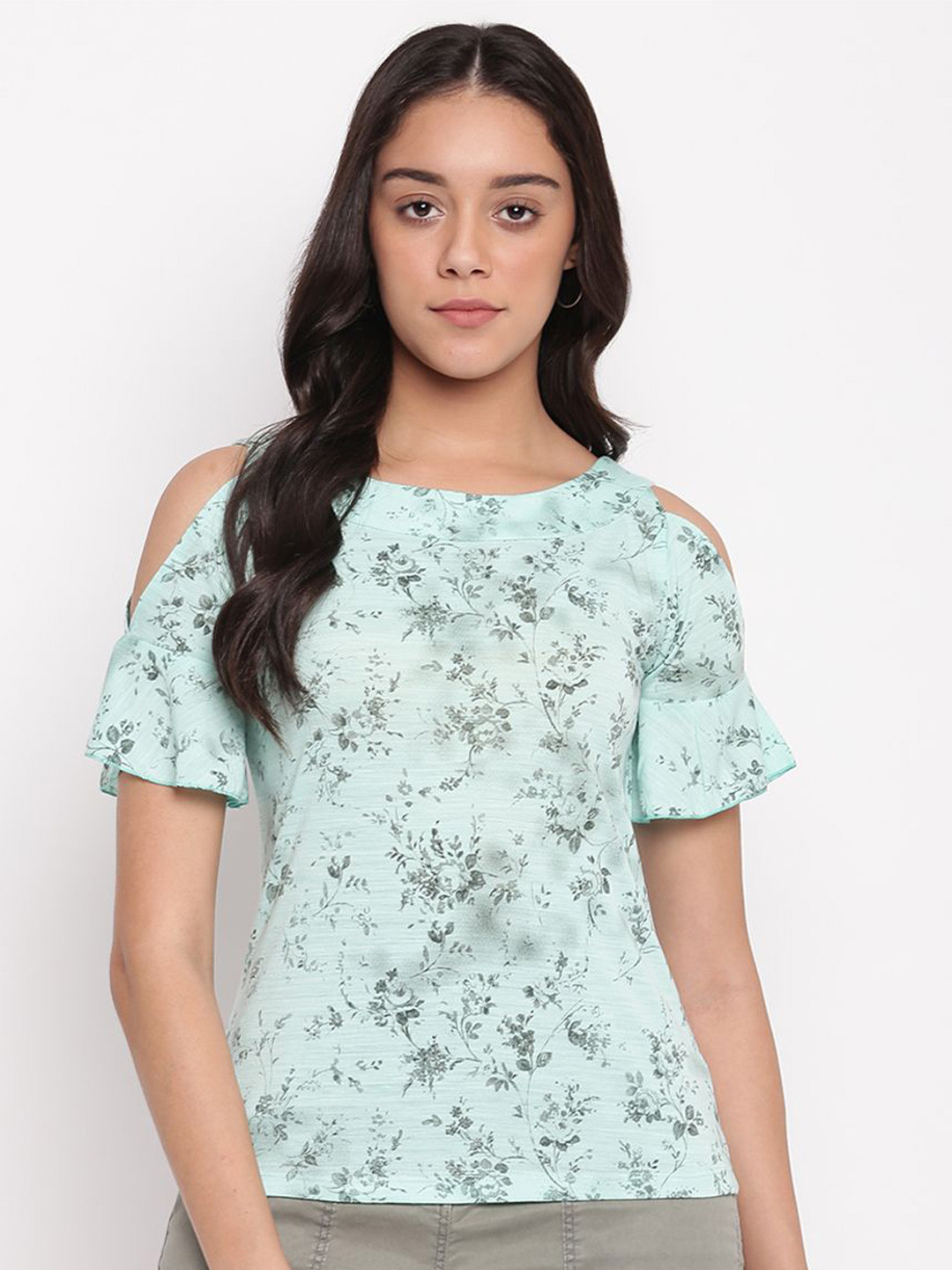 Miss Grace Floral Print Cold-Shoulder Top