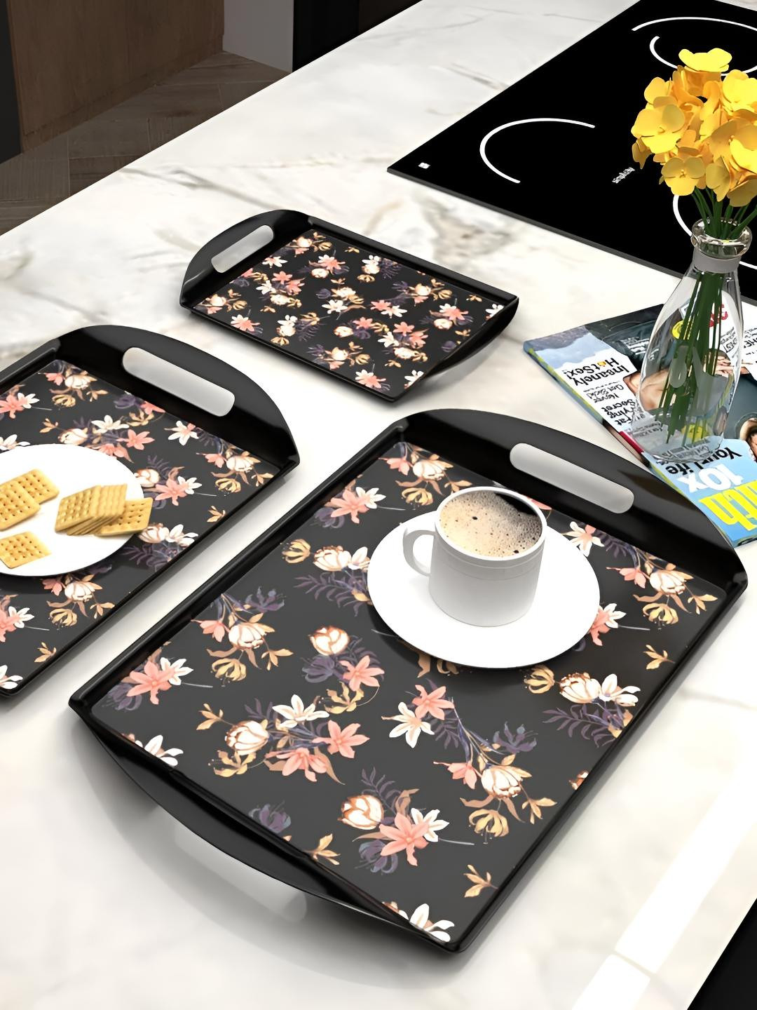 Castleite Pink 2025 Melamine 3 Pieces Dishwasher Safe Serving Tray