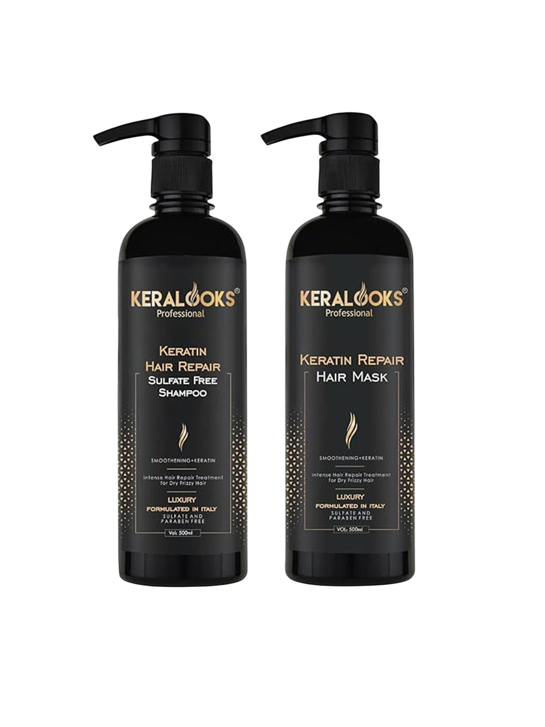 Keralooks professional Set Of 2 Keratin Hair Shampoo & Keratin Repair Mask - 500 ml Each
