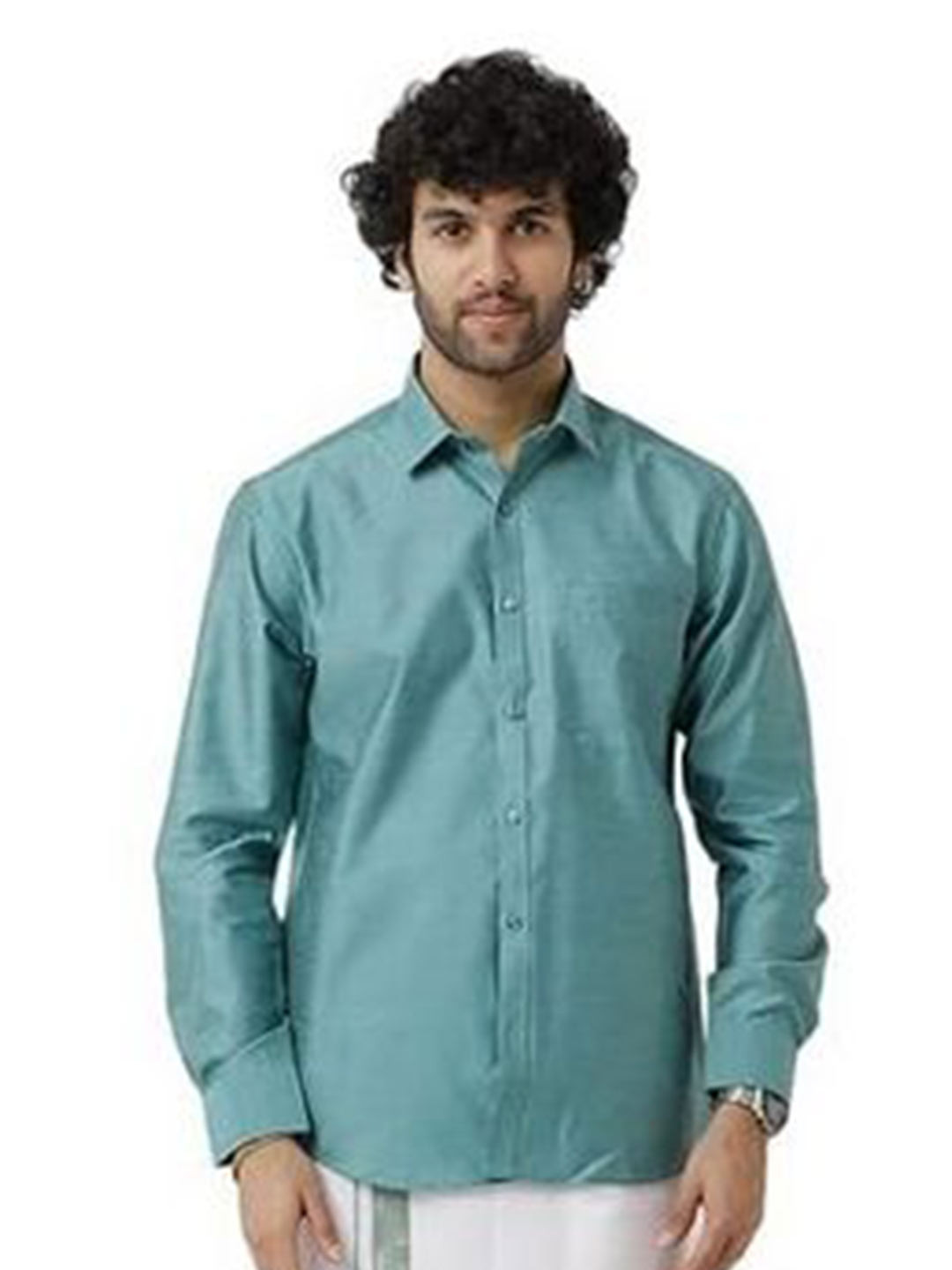 UATHAYAM Regular Fit Spread Collar Pure Cotton Ethnic Shirt