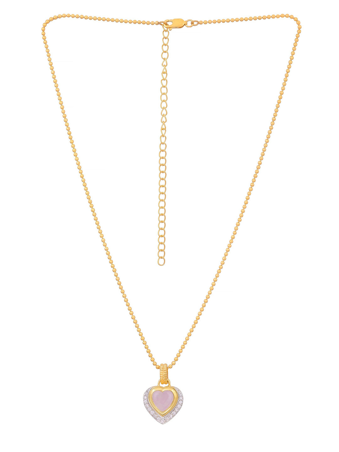 Ruuh Studios Gold-Plated Cubic Zirconia Heart-Shaped Pendant With Chain