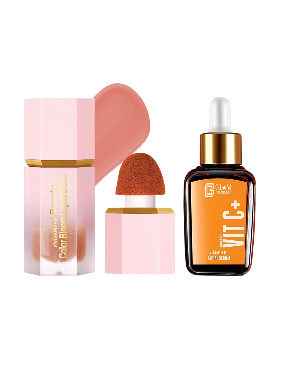 Adbeni Set Of 2 Glam Goodness Face Serum- 30 ml & Color Bloom Liquid Blush - 4 ml