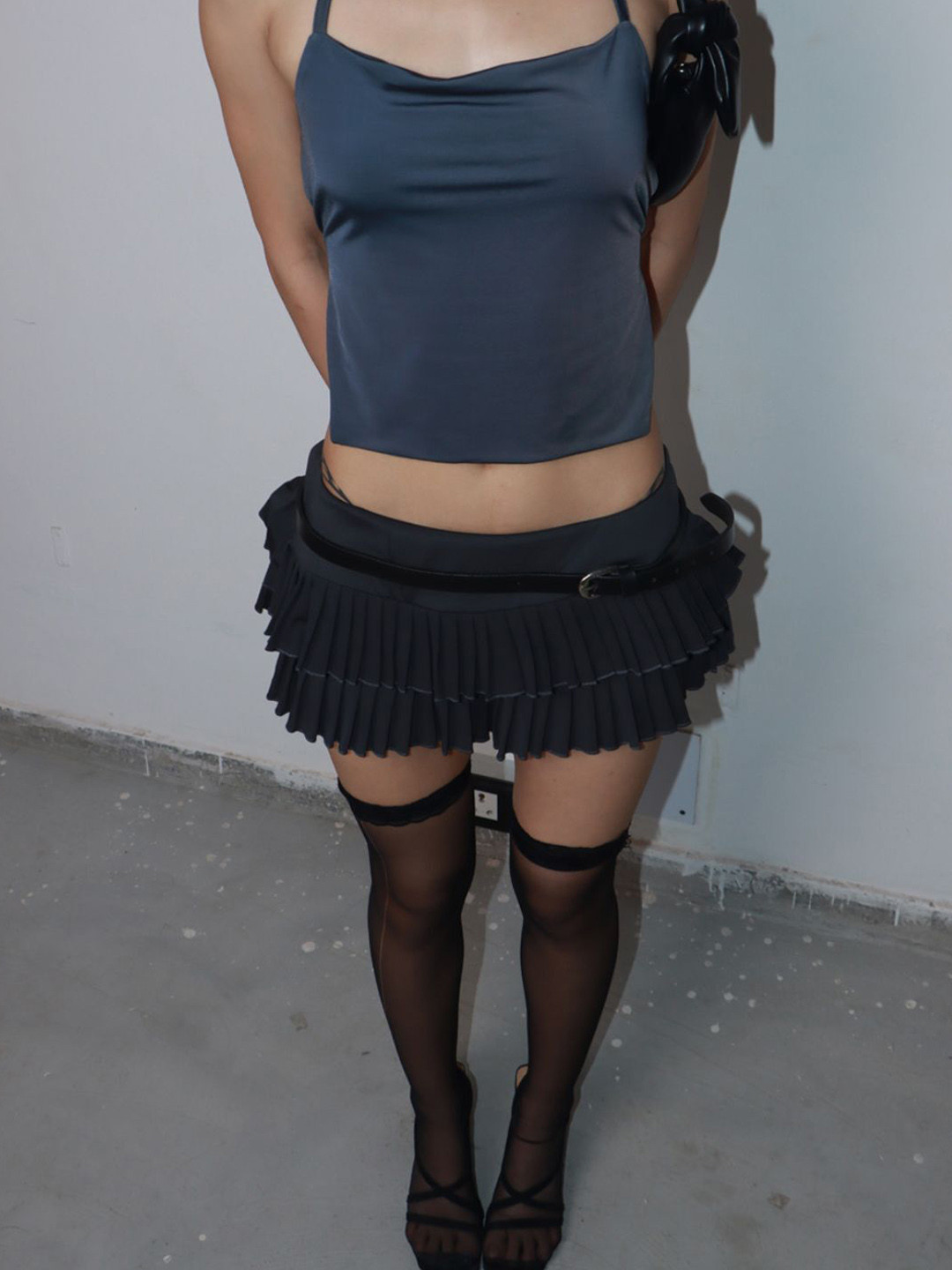 BEEGLEE Gathered Flared Mini Skirt
