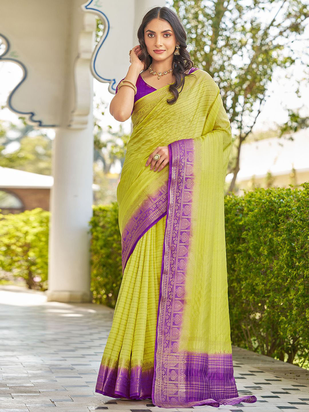 all about you Striped Zari  Patola Saree