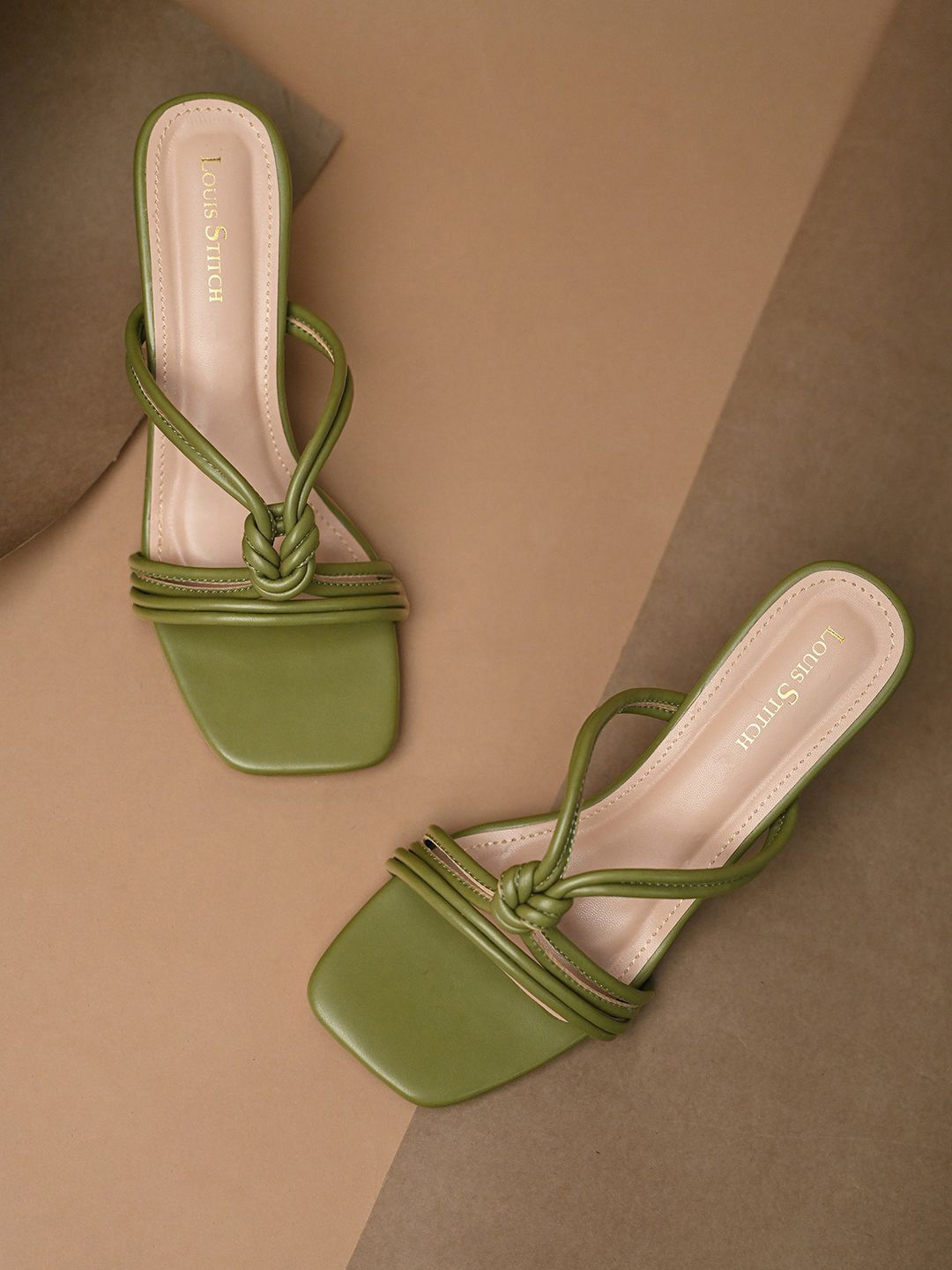 LOUIS STITCH Women Cross Knot Stilleto Heel Mule Sandals