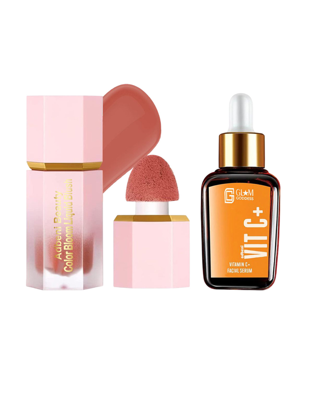 Adbeni Set Of 2 Glam Goodness Face Serum- 30 ml & Color Bloom Liquid Blush - 4 ml