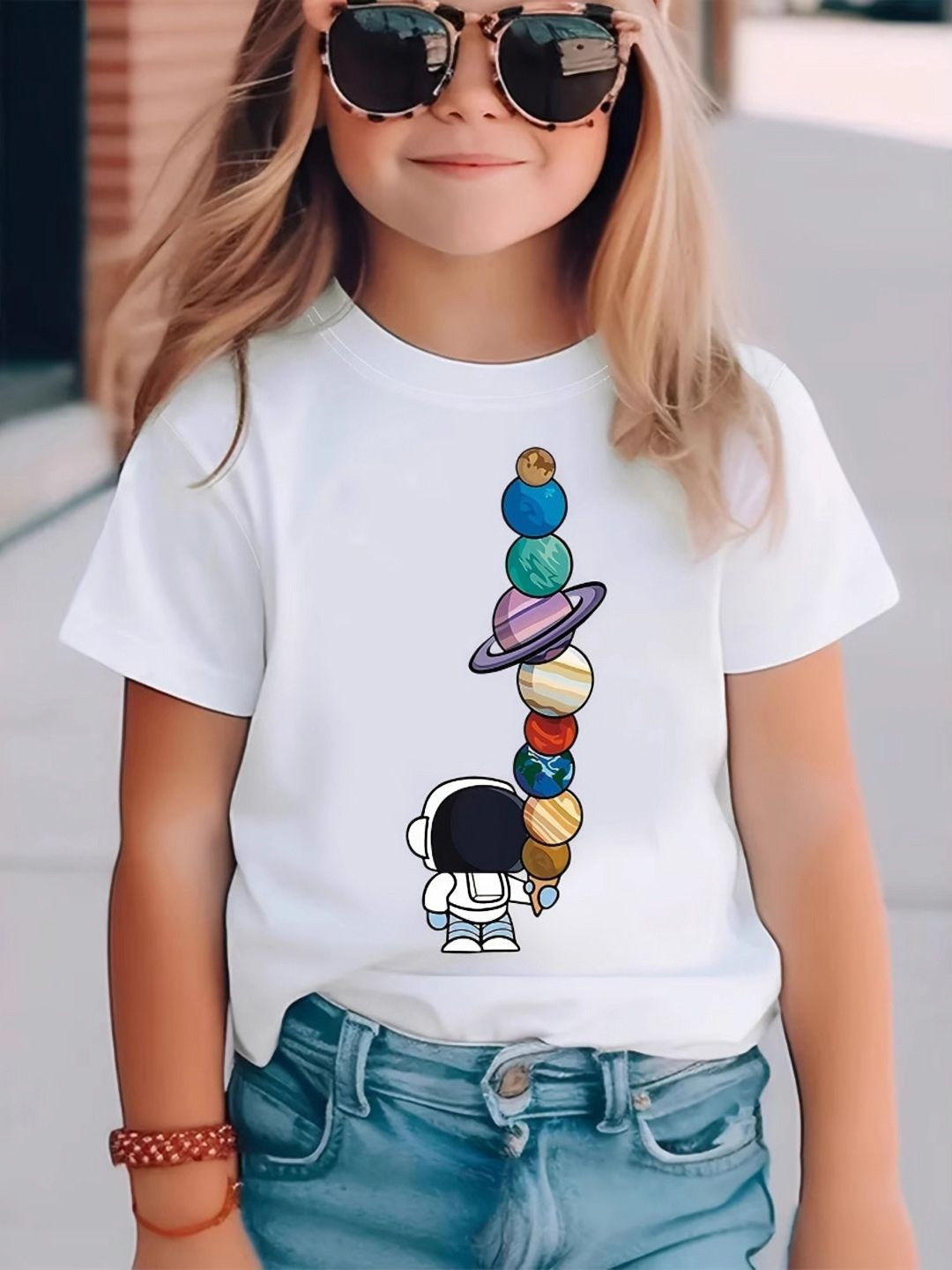 YK Girls High Neck Indigo T-shirt