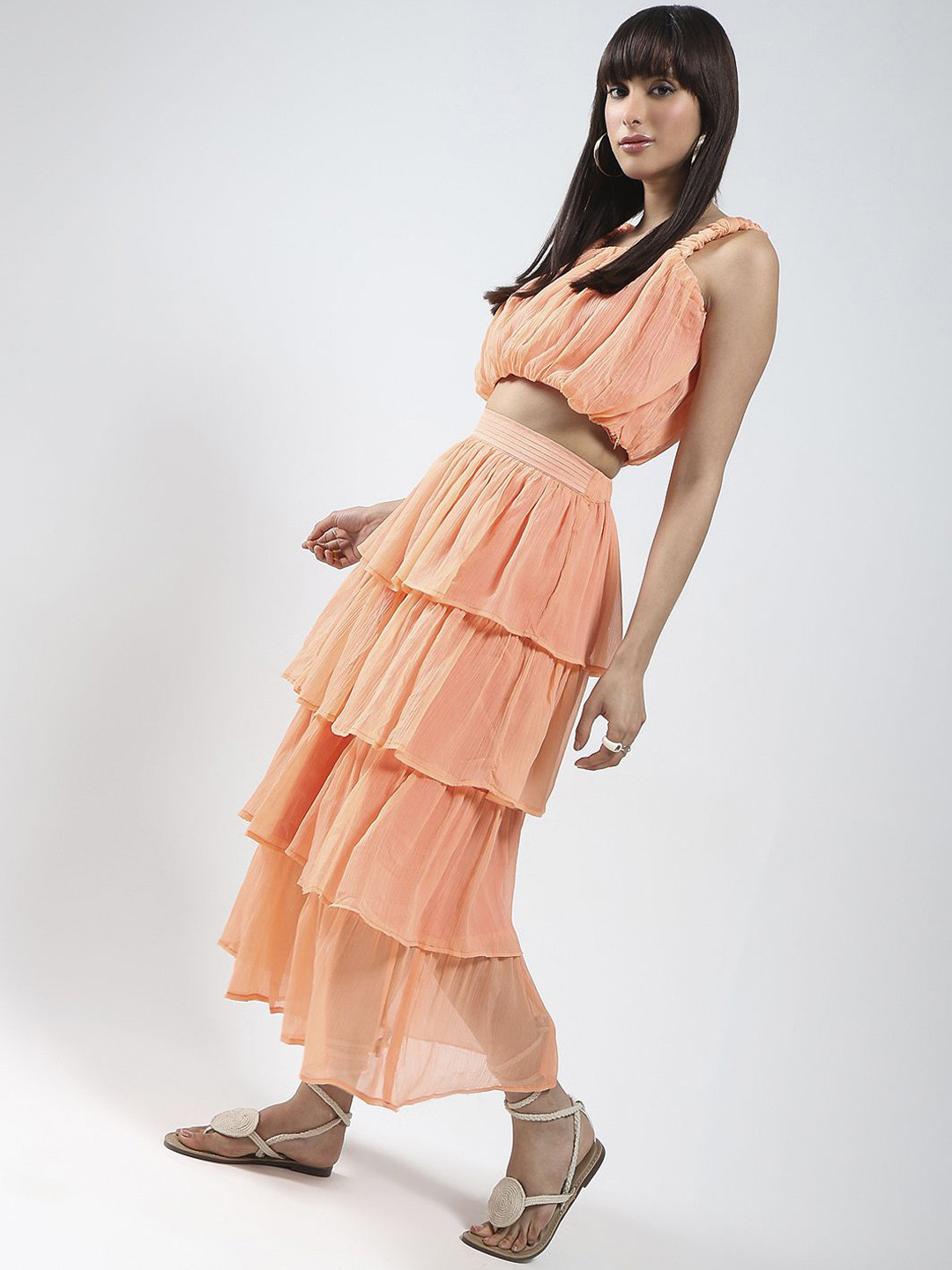 Sera Shoulder Straps Top & Layered Maxi Skirt Co-Ord Set