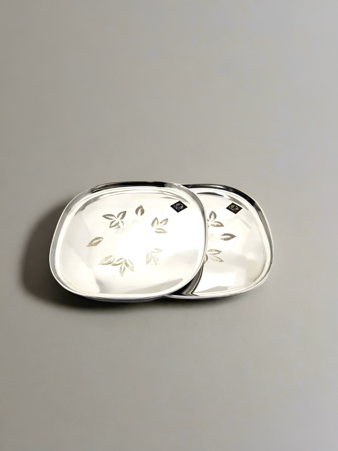 Nyra Kitchenware Silver-Toned 2025 2 Pieces Stainless Steel Dishwasher Safe Plates