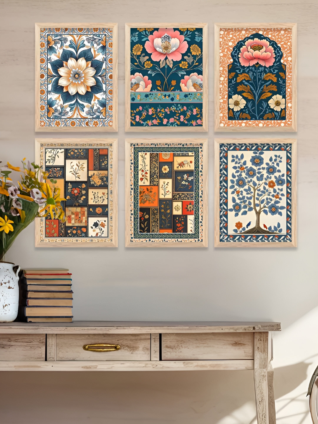 Kotart Wood 6 Piece Wall Rectangle Paintings Wall Art -13x 10In