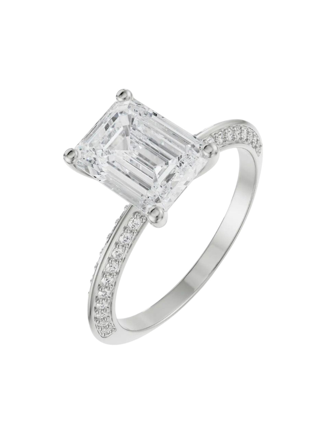 Emori Nora Emerald Solitaire Lab Diamond Ring in 18KT Gold