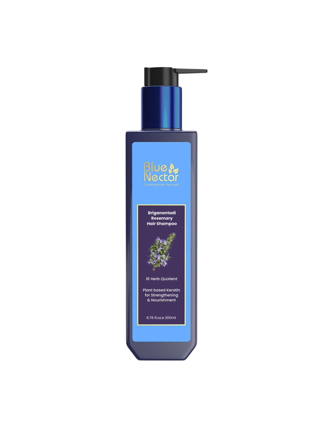 Blue Nectar Rosemary Shampoo With Keratin for Hair Growth & Frizz-Free Hair - 200 ml