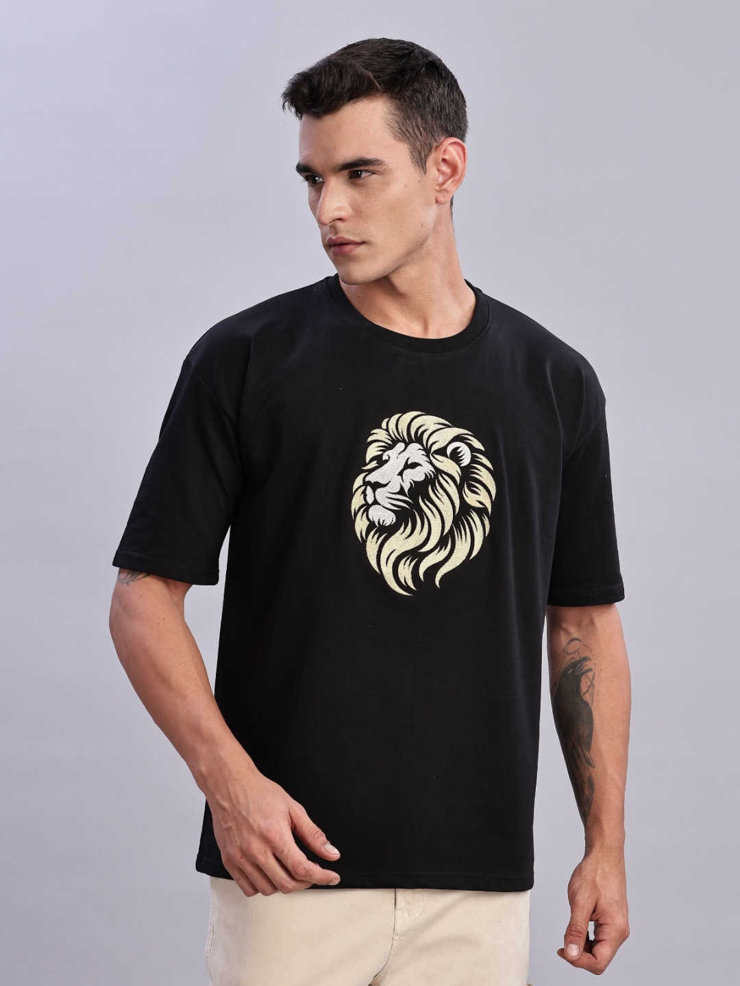 Aerio Men Oversized Embroidery Artwork T-Shirt