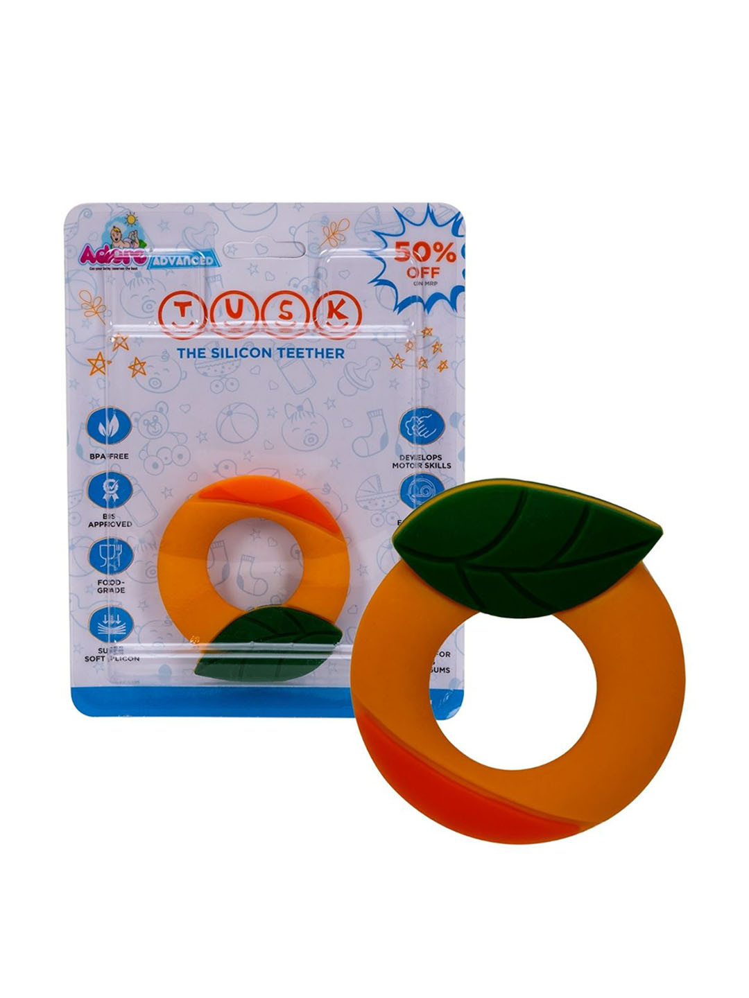 Adore Tusk Orange & Green Orange Shape BabyTeether
