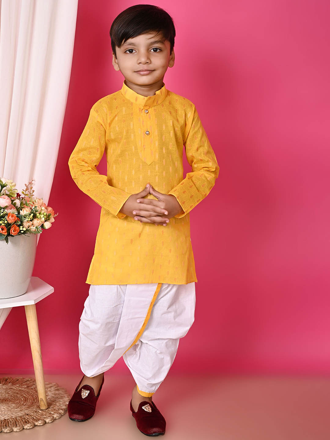ELEGANT ATTIRE Boys Regular Pure Cotton Kurta with Dhoti Pants