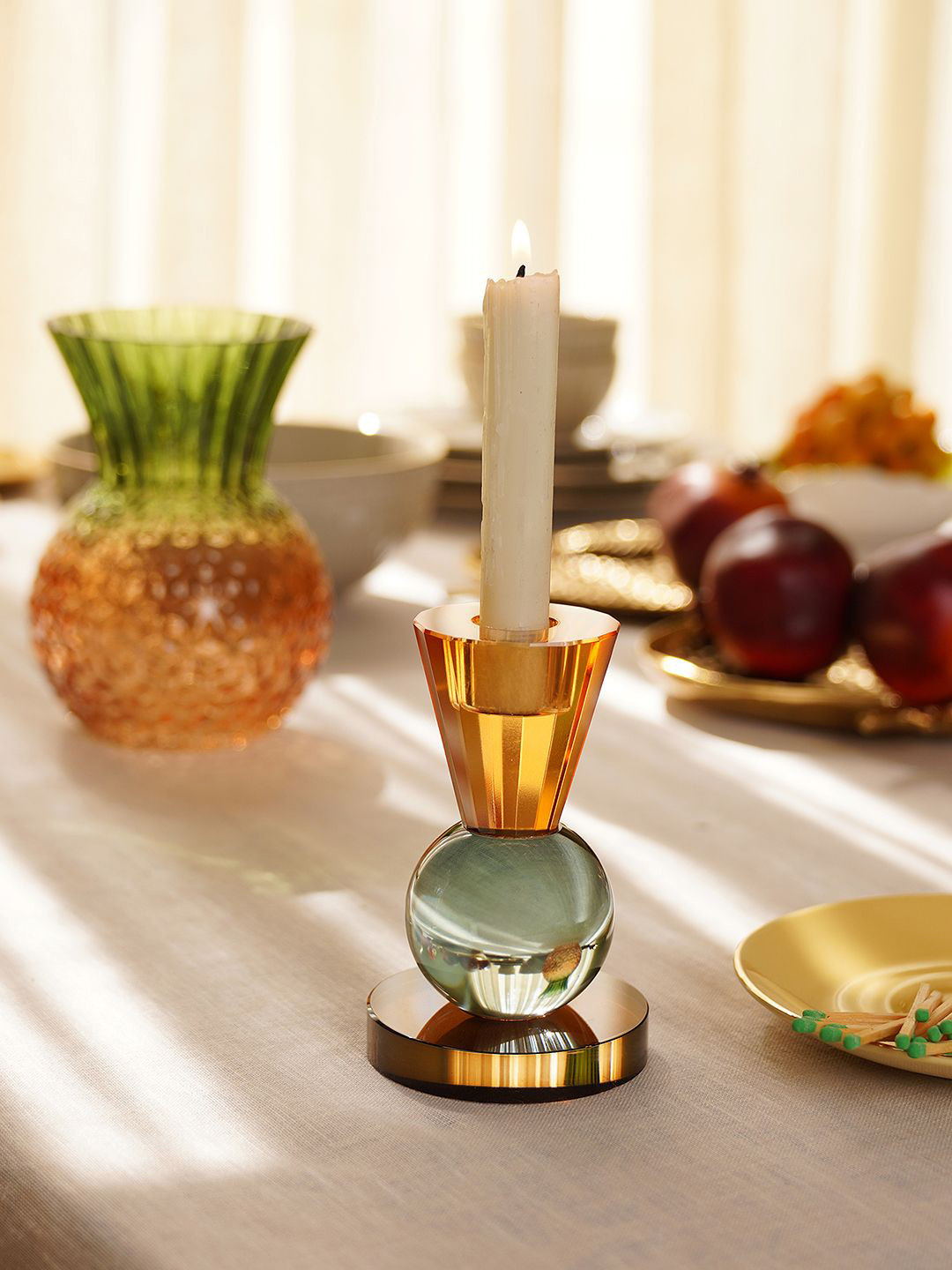 Pure Home and Living Orange & Blue Candle Holder