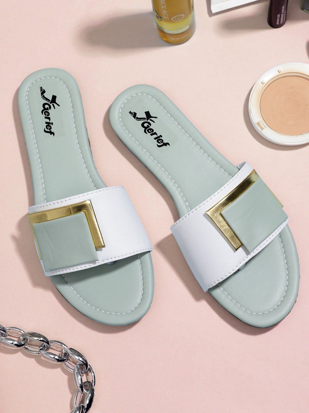 GERIEF Women Embellished Open Toe Flats