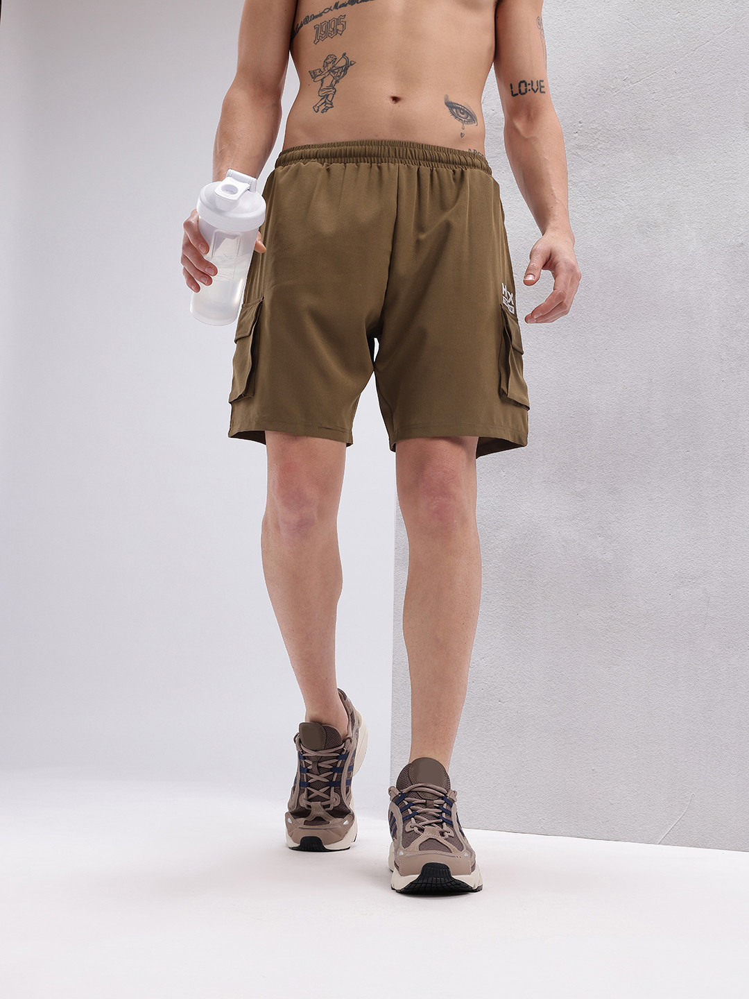 HRX by Hrithik Roshan Men Brand Logo Print Cargo-Style Training Shorts