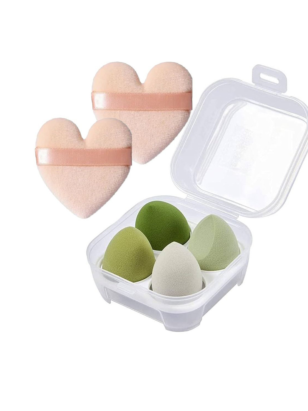 Gonegal Set Of 6 Pcs Soft Blending Sponge & Big Heart Puff